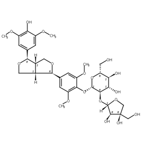 (-)-丁香樹脂酚-4-O-β-D-呋喃芹糖基-(1→2)-β-D-吡喃葡萄糖苷