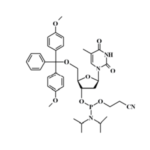 5'-(4,4'-二甲氧基三苯基)-3'-脫氧胸苷 2'-(2-氰乙基-N,N-二異丙基)亞磷酰胺