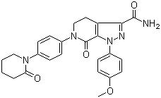 CAS 登錄號(hào)：503612-47-3, 阿哌沙班, 4,5,6,7-四氫-1-(4-甲氧基苯基)-7-氧代-6-[4-(2-氧代-1-哌啶基)苯基]-1H-吡唑并[3,4-C]吡啶-3-甲酰胺