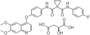 CAS 登錄號(hào)：1140909-48-3, Cabozantinib (S)-蘋(píng)果酸鹽, N-[4-[(6,7-二甲氧基-4-喹啉基)氧基]苯基]-N'-(4-氟苯基)-1,1-環(huán)丙烷二甲酰胺 (S)-蘋(píng)果酸鹽