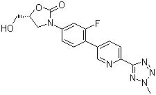 CAS 登錄號：856866-72-3, 3-[3-氟-4-[6-(2-甲基-2H-四唑-5-基)-3-吡啶基]苯基]-5-(羥基甲基)-2-惡唑烷酮