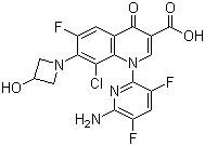 CAS 登錄號：189279-58-1, Delafloxacin, 1-(6-氨基-3,5-二氟-2-吡啶基)-8-氯-6-氟-1,4-二氫-7-(3-羥基-1-氮雜環(huán)丁基)-4-氧代-3-喹啉羧酸