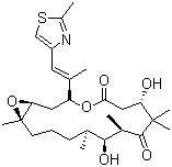 CAS 登錄號(hào)：152044-54-7, 帕土匹龍, 埃坡霉素 B, 埃博霉素 B, (1S,3S,7S,10R,11S,12S,16R)-7,11-二羥基-8,8,10,12,16-五甲基-3-[(1E)-1-甲基-2-(2-甲基-4-噻唑基)乙烯基]-4,17-二氧雜雙環(huán)[14.1.0]十七烷-5,9-二酮