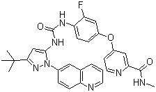 CAS 登錄號：1020172-07-9, DCC-2036, N-[3-叔丁基-1-(喹啉-6-基)-1H-吡唑-5-基]-N'-[2-氟-4-[(2-(甲基氨基甲?；?吡啶-4-基)氧]苯基]脲