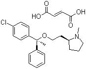 CAS 登錄號(hào)：14976-57-9, 富馬酸氯馬斯汀, (R-(R*,R*))-1-甲基-2-(2-(1-(4-氯苯基)-1-苯乙氧基)乙基)-吡咯烷 (E)-2-丁烯二酸鹽