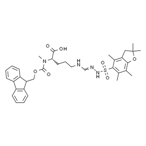 Fmoc-N-Me-Arg(pbf)-OH，芴甲氧羰基-N-甲基-L-精氨酸(磺酰基)