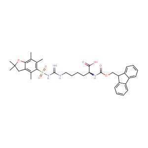 Fmoc-HomoArg(Pbf)-OH，N-芴甲氧羰基-N'-(2,2,4,6,7-五甲基二氫苯并呋喃-5-磺?；?-L-高精氨酸