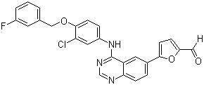 CAS 登錄號：231278-84-5, 5-[4-[[3-氯-4-[(3-氟苯基)甲氧基]苯基]氨基]-6-喹唑啉]-2-呋喃甲醛