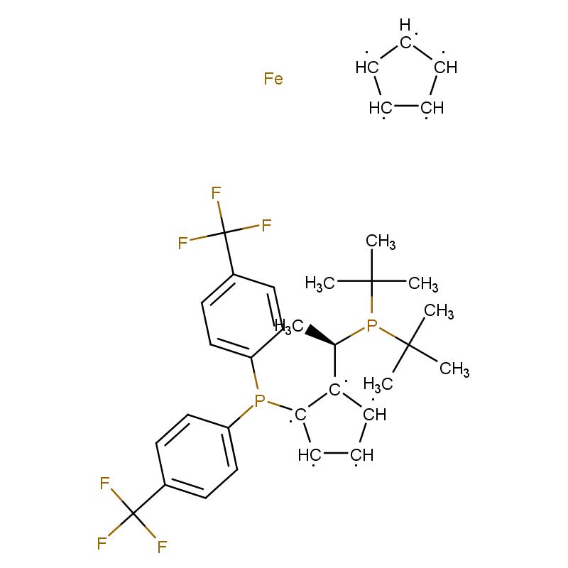 246231-79-8 -(-)-1-[(S)-2-二叔丁基磷)二茂鐵]乙基二-(4-三氟甲基苯)磷 結(jié)構(gòu)式圖片