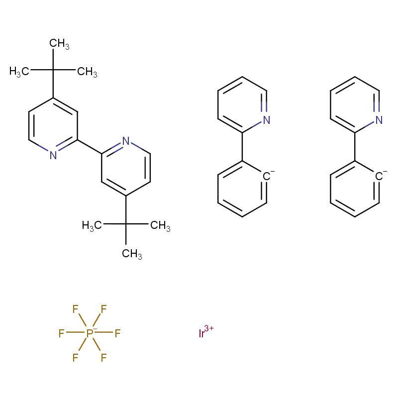 676525-77-2 (4,4'-二叔丁基-2,2'-聯(lián)吡啶)雙[(2-吡啶基)苯基]銥(III)六氟磷酸鹽 結(jié)構(gòu)式圖片