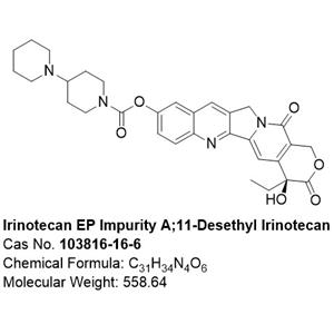 伊立替康EP雜質A；伊立替康11-去乙基雜質；103816-16-6；Irinotecan EP Impurity A;11-Desethyl Irinotecan