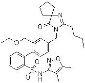 CAS 登錄號：254740-64-2, 4'-[(2-丁基-4-氧代-1,3-二氮雜螺[4.4]壬-1-烯-3-基)甲基]-N-(4,5-二甲基-3-異惡唑基)-2'-(乙氧基甲基)-[1,1'-聯(lián)苯]-2-磺酰胺