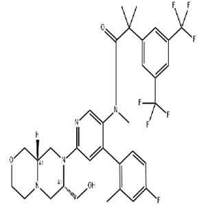 依林奈坦；2-(3,5-雙(三氟甲基)苯基)-N-(4-(4-氟-2-甲基苯基)-6-((7S,9aS)-7-(羥甲基)六氫吡嗪并[2,1-c][1,4]惡嗪-8(1H)-基)吡啶-3-基)-N,2-二甲基丙酰胺