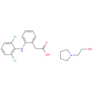 2-[(2,6-二氯苯基)氨基]苯乙酸 2-吡咯烷乙醇鹽，雙氯芬酸依伯胺